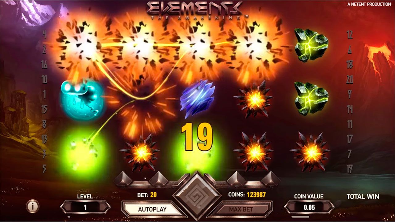 Avalanche feature at Elements: The Awakening slot machine Avalanche feature at Elements: The Awakening slot machine