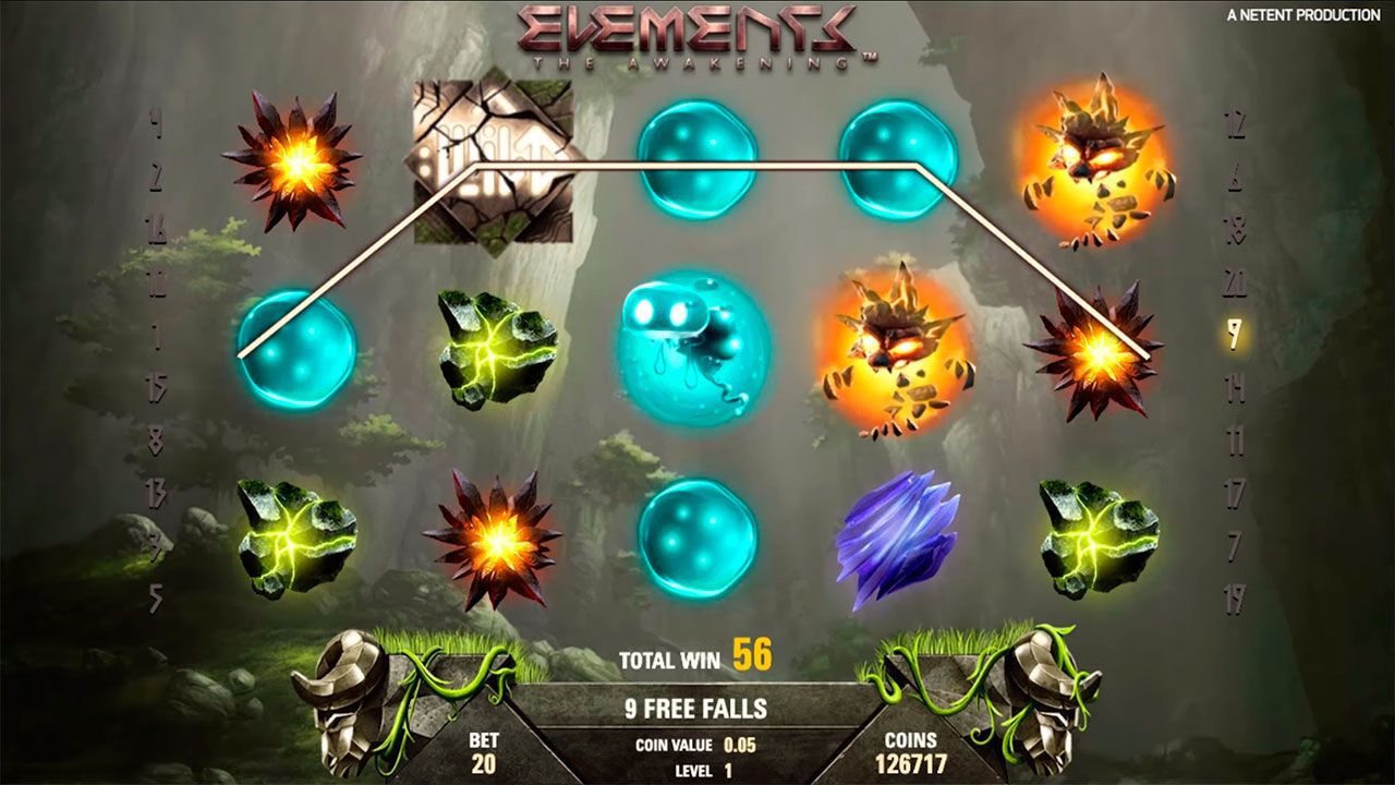 Earth Storm Wild bonus feature at Elements: The Awakening slot machine Earth Storm Wild bonus feature at Elements: The Awakening slot machine