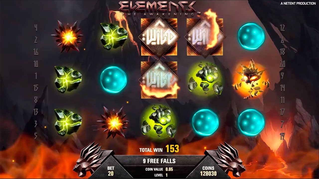 Fire Storm Wild bonus feature at Elements: The Awakening slot machine Fire Storm Wild bonus feature at Elements: The Awakening slot machine