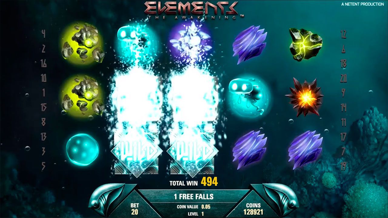 Water Storm Wild bonus feature at Elements: The Awakening slot machine Water Storm Wild bonus feature at Elements: The Awakening slot machine