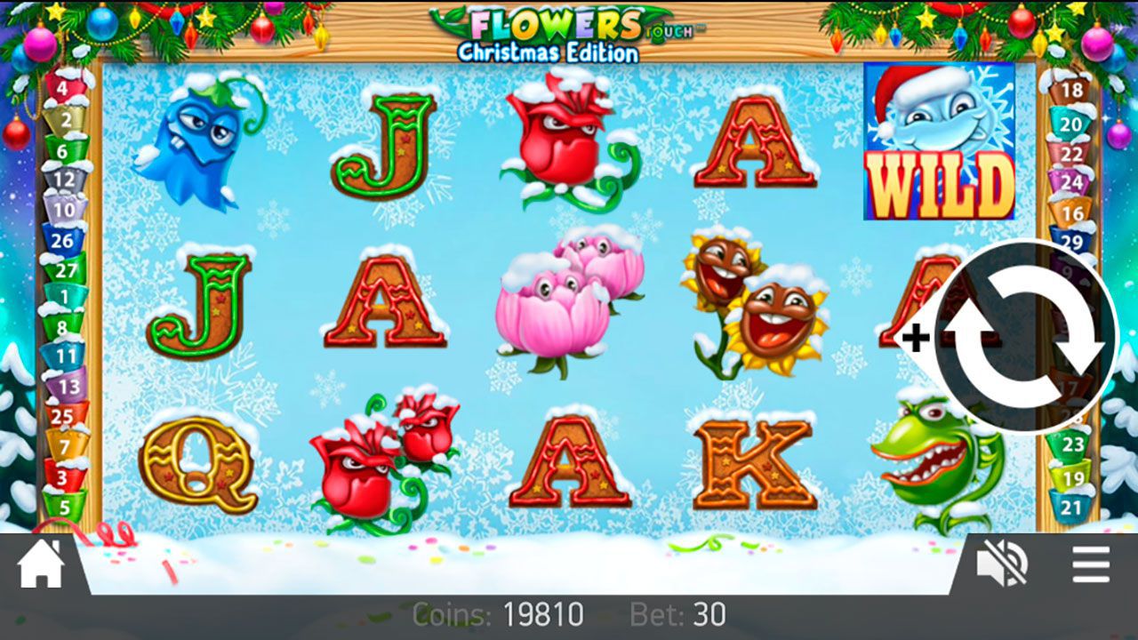 Mobile version of Flowers: Christmas Edition video slot Mobile version of Flowers: Christmas Edition video slot