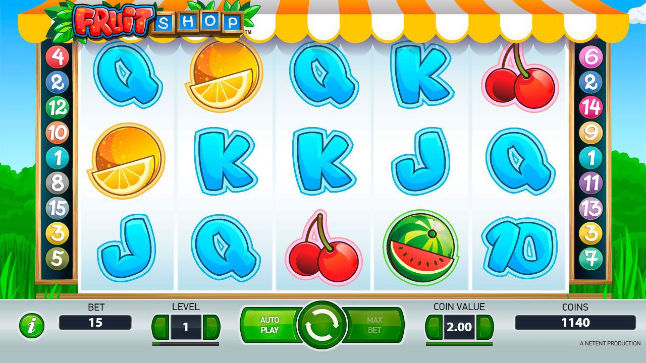 Gaming process at Fruit Shop slot machine Gaming process at Fruit Shop slot machine