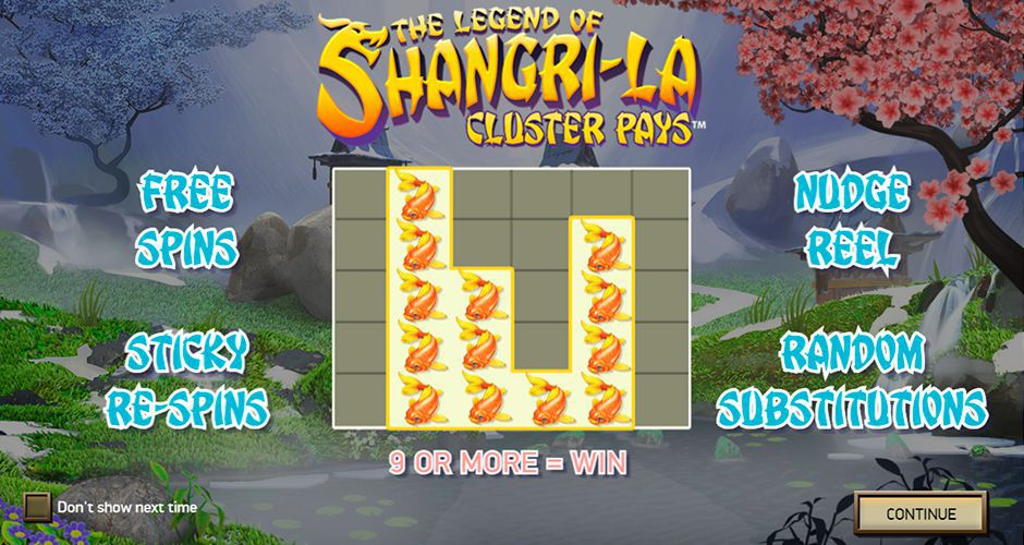 The main features of The Legend of Shangri-La: Cluster Pays slot machine by NetEnt The main features of The Legend of Shangri-La: Cluster Pays slot machine by NetEnt