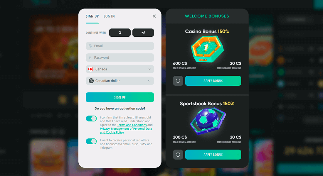 Registration page at Drip Casino Registration page at Drip Casino
