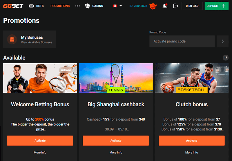Go to the Bonuses and Promotions section Go to the Bonuses and Promotions section