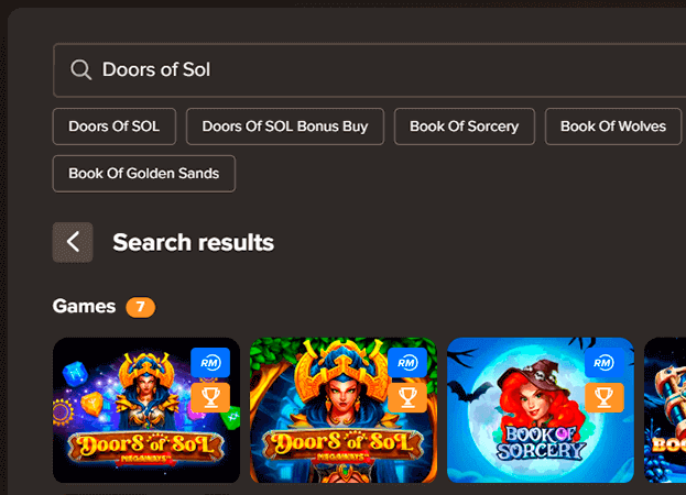 Find and launch the Doors of Sol slot Find and launch the Doors of Sol slot