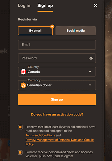 Fill in the registration form Fill in the registration form