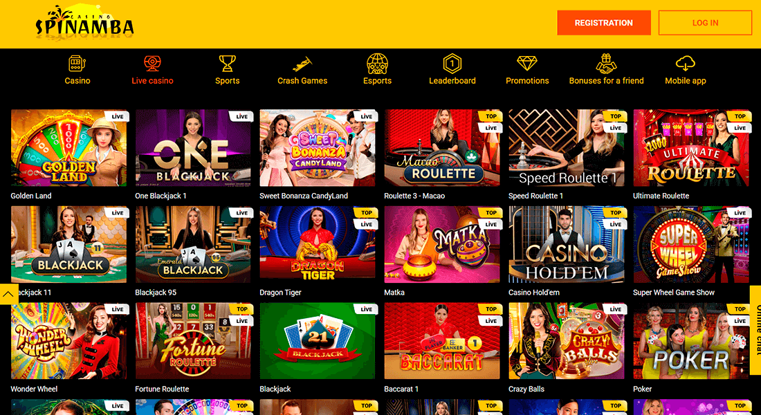 Games with real dealers at Spinamba Casino Games with real dealers at Spinamba Casino