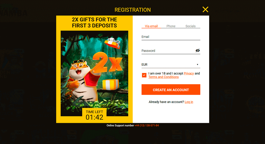 Registration page at Spinamba Casino Registration page at Spinamba Casino