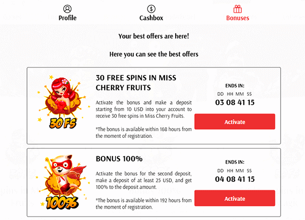 Bonuses and Promotions section at SuperCat Casino