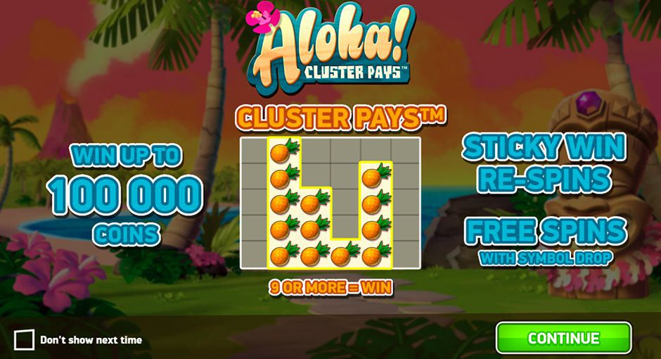 The main features of Aloha! Cluster Pays slot machine by NetEnt The main features of Aloha! Cluster Pays slot machine by NetEnt
