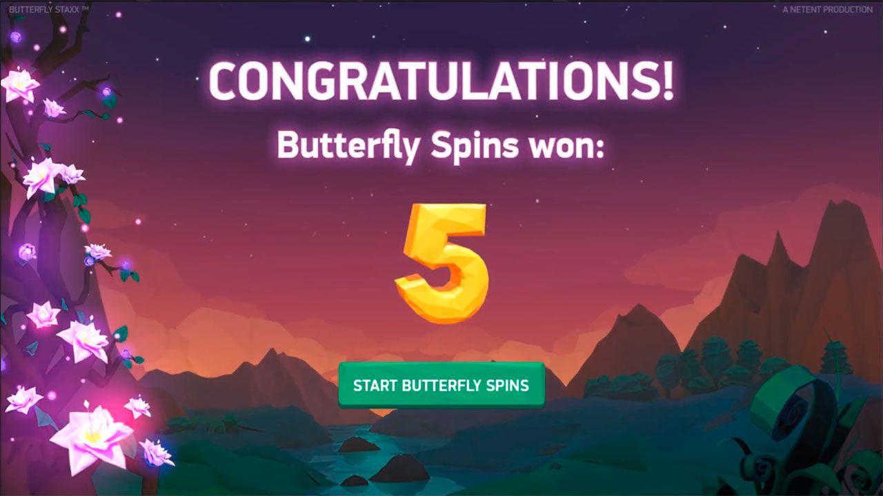 Intro to bonus game at Butterfly Staxx