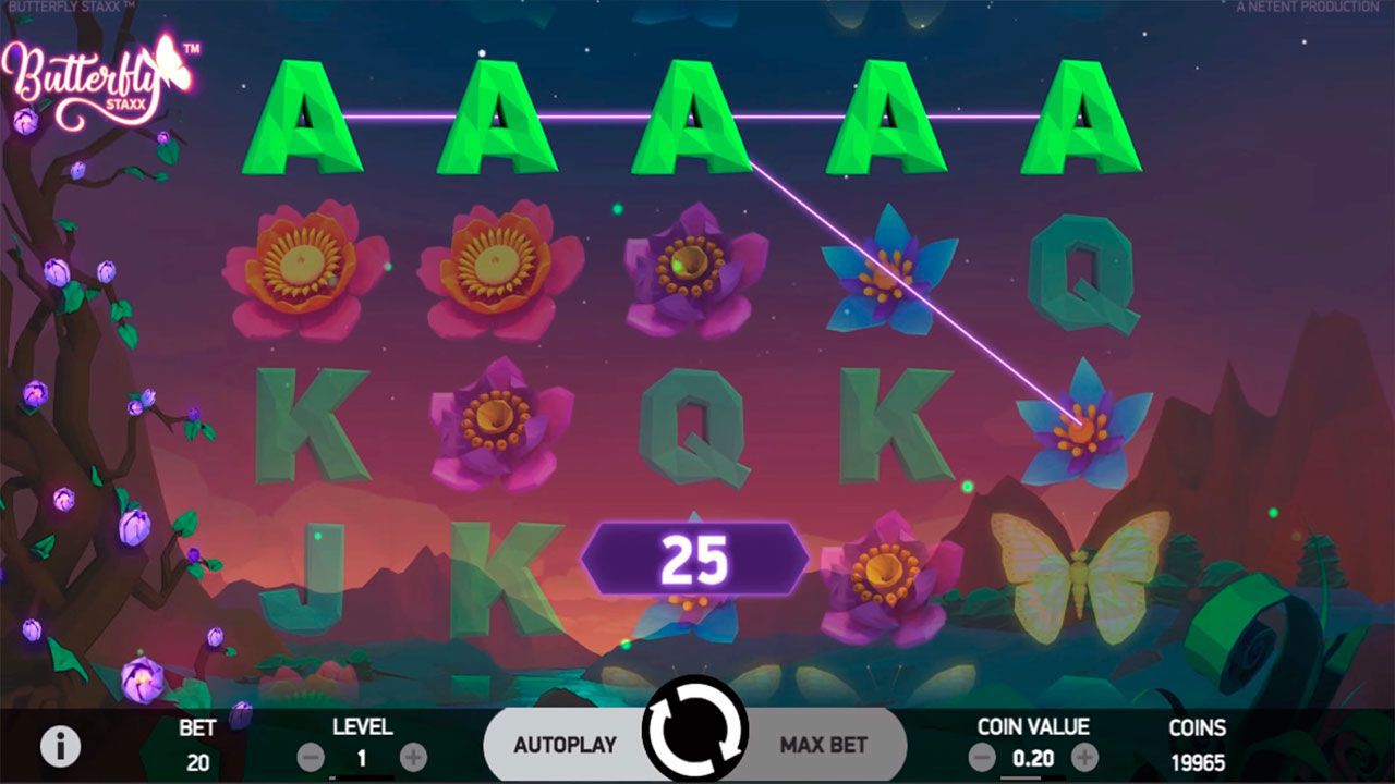 Win line at Butterfly Staxx slot