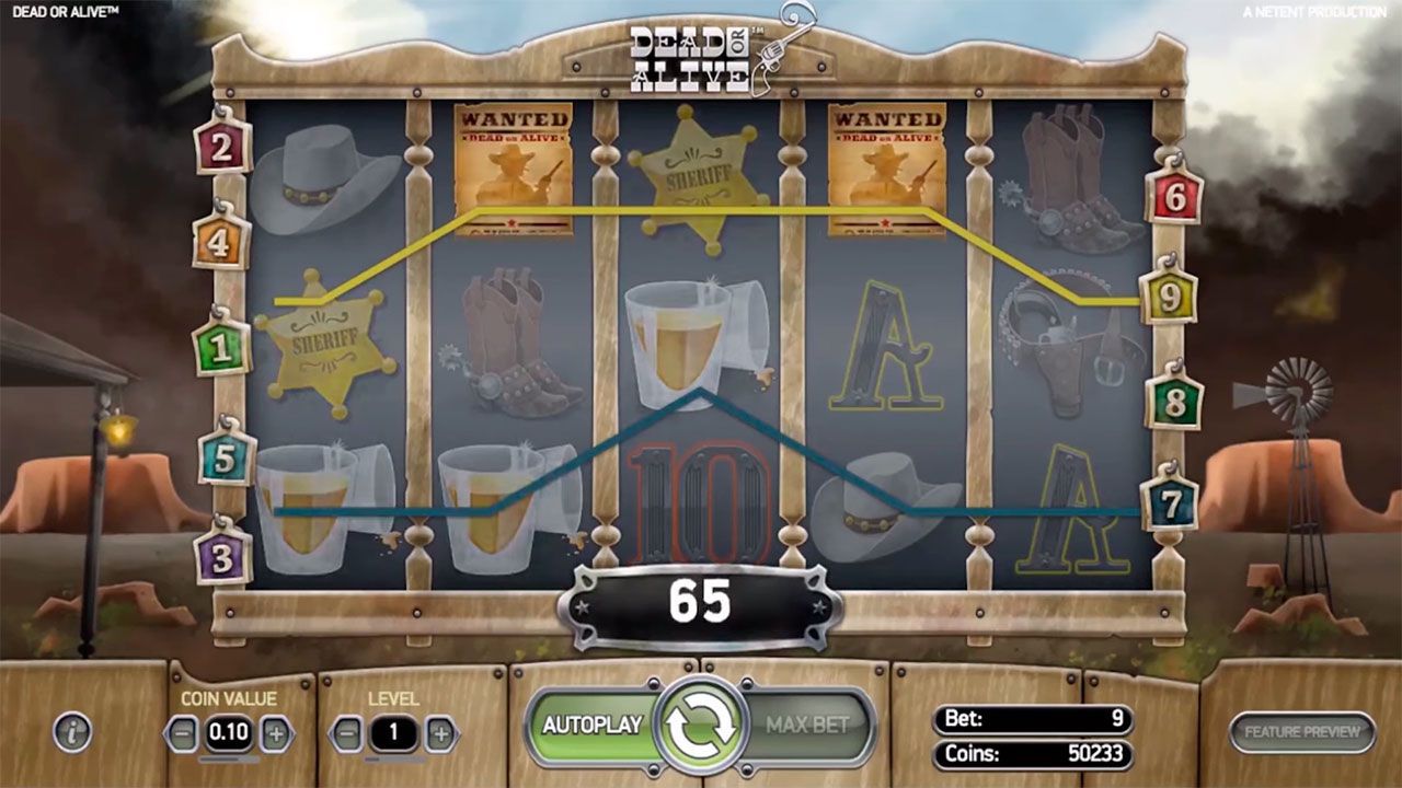 Gaming process at Dead or Alive slot machine