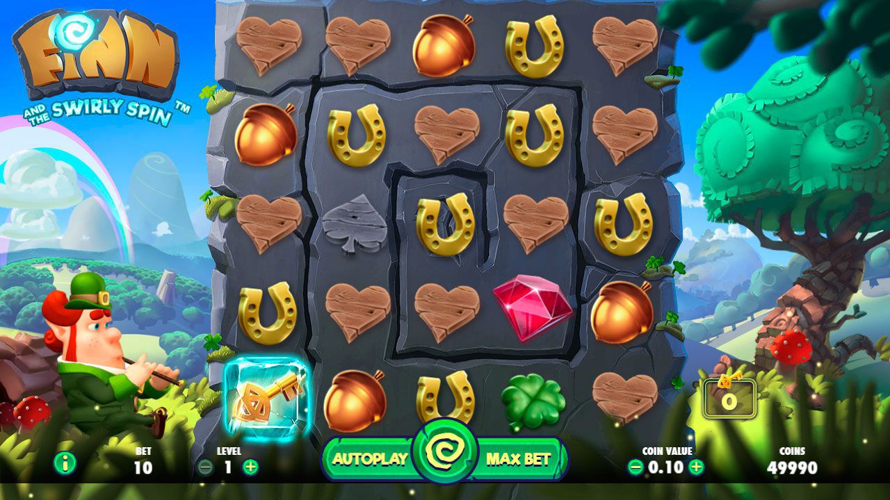 Gaming process at Finn and the Swirly Spin slot machine