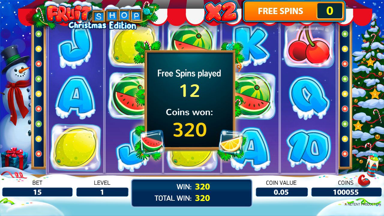 Ending of Free Spins game at Fruit Shop: Christmas Edition video slot Ending of Free Spins game at Fruit Shop: Christmas Edition video slot