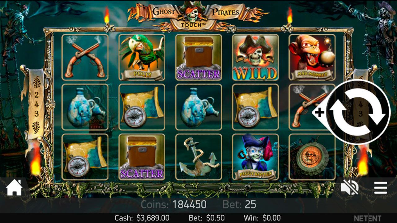 Mobile version of Ghost Pirates video slot Mobile version of Ghost Pirates video slot