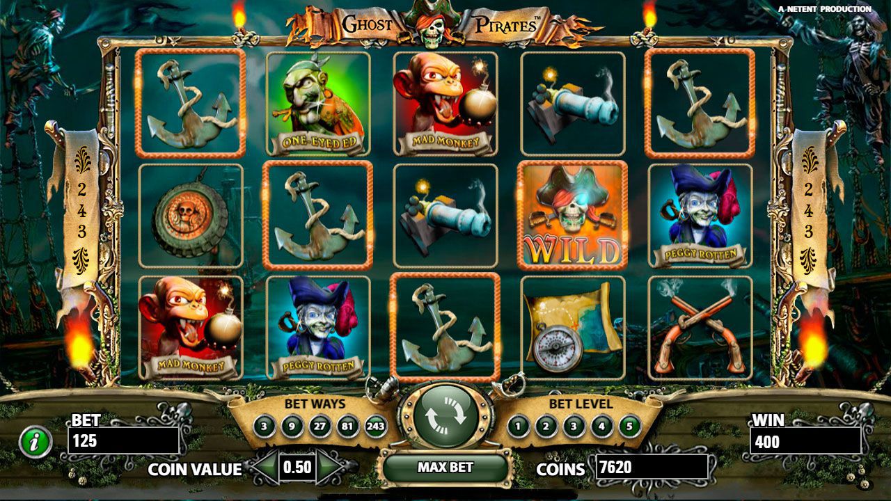 Gaming process at Ghost Pirates slot machine Gaming process at Ghost Pirates slot machine