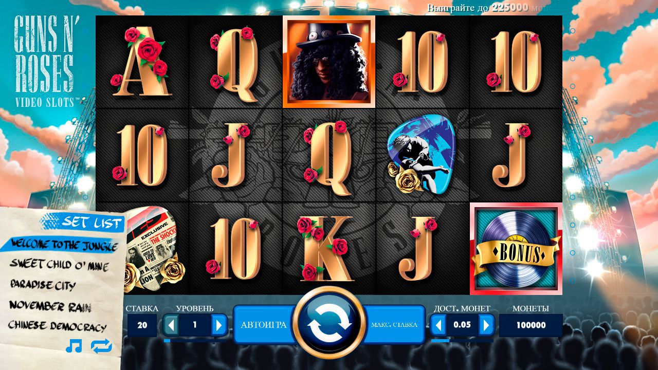 Design of Guns N' Roses slot machine Design of Guns N' Roses slot machine