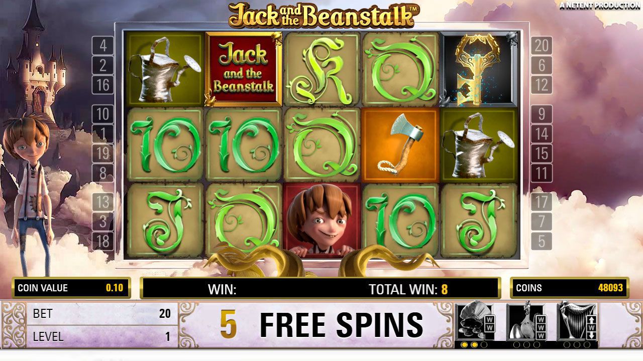 Free Spins round at Jack and the Beanstalk slot machine