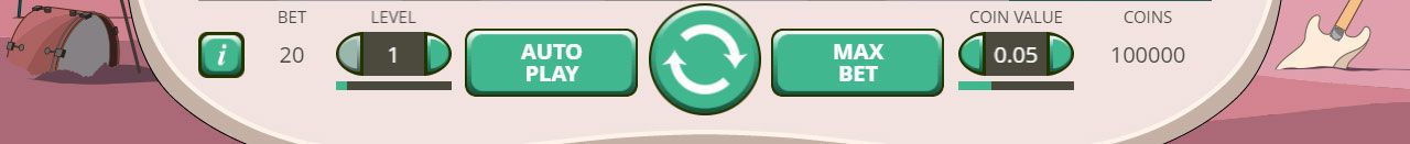 Control panel at Jimi Hendrix slot machine