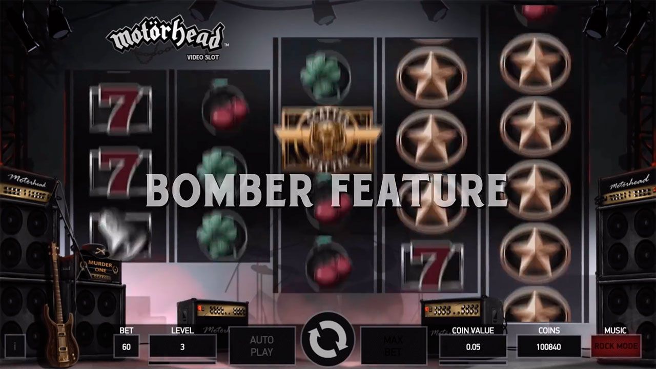 Activating of Bomber Feature at Motörhead slot machine