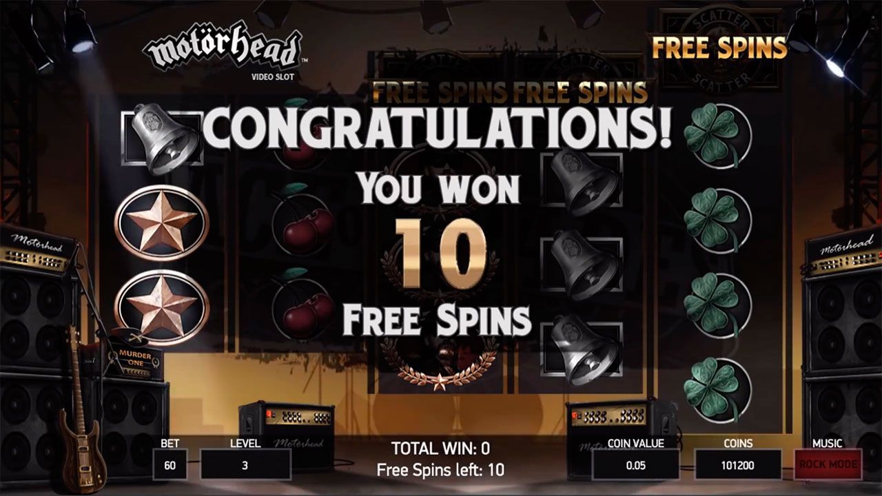 Activating of Free Spins round at Motörhead video slot Activating of Free Spins round at Motörhead video slot