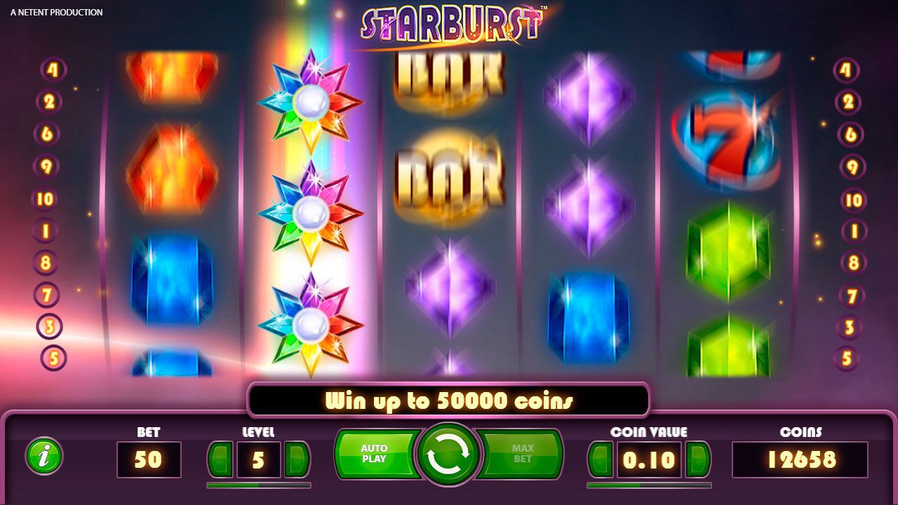 Activation of Wild Re-Spin feature at Starburst slot machine