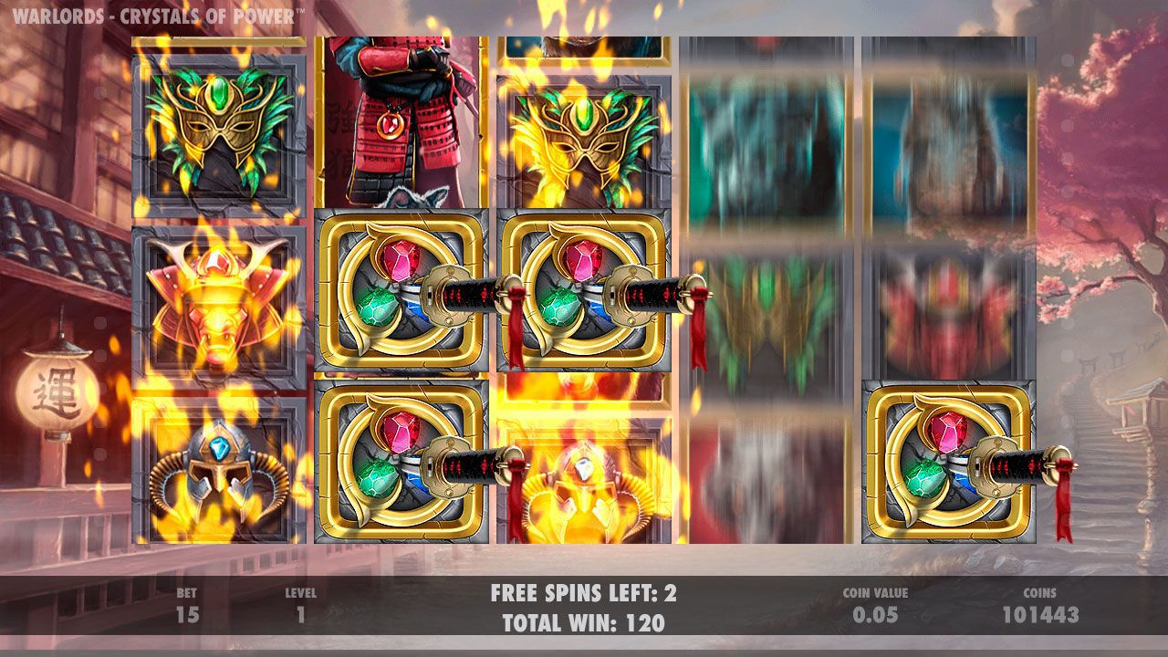 The Samurai Sword feature at Warlords: Crystal of Power slot machine The Samurai Sword feature at Warlords: Crystal of Power slot machine