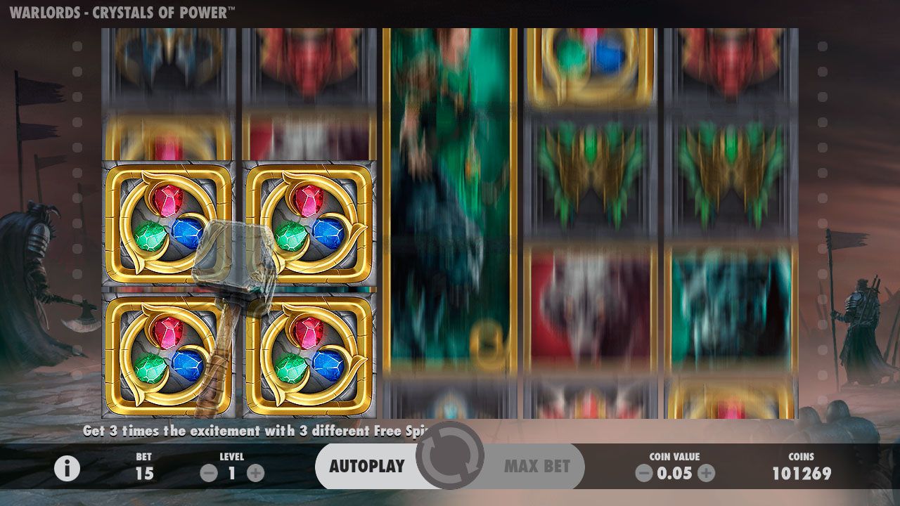 The Barbarian Hammer feature at Warlords: Crystal of Power slot machine The Barbarian Hammer feature at Warlords: Crystal of Power slot machine