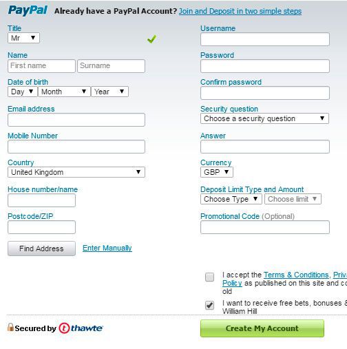 William Hill Casino register