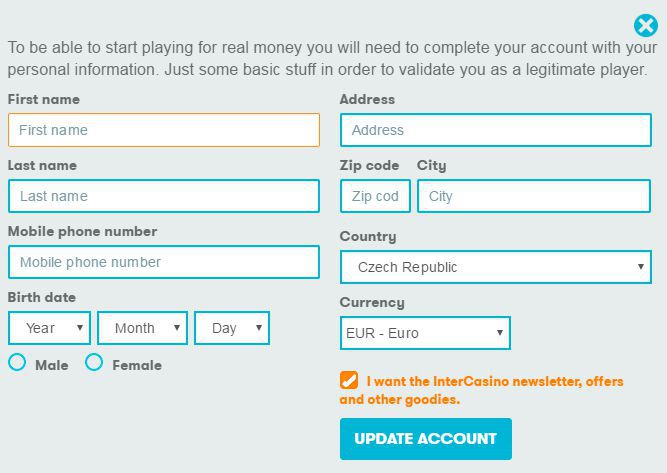 Inter Casino - register real money account Inter Casino - register real money account