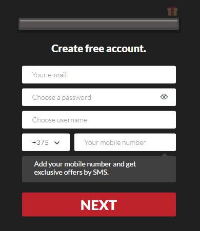 Guts Casino - create free account