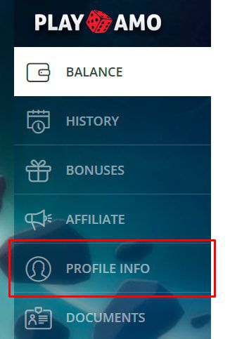 How to get PlayAmo Casino no deposit bonus - profile info