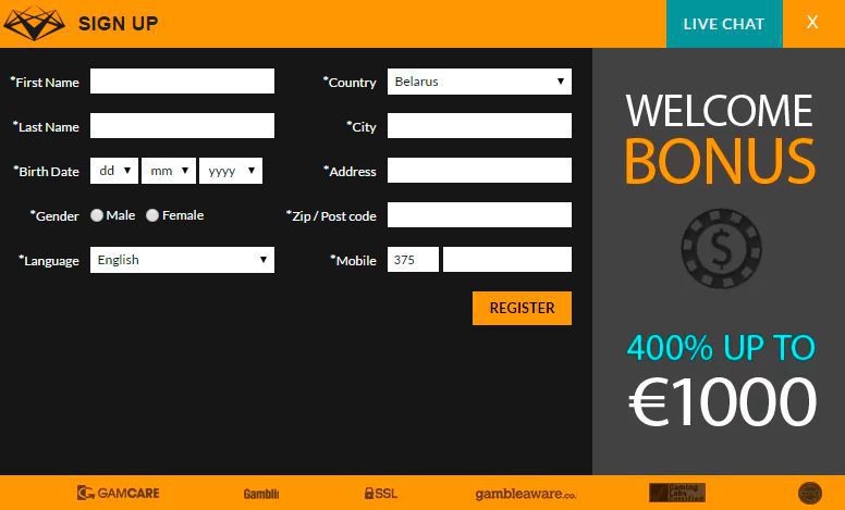 Casino Superlines sign up form Casino Superlines sign up form